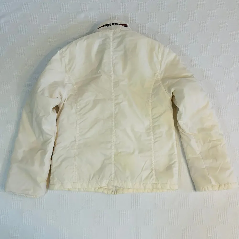 Rl Polo Jeans Womens Puffer Coat XS Nylon Shell Whie Ployester Fill Vintage